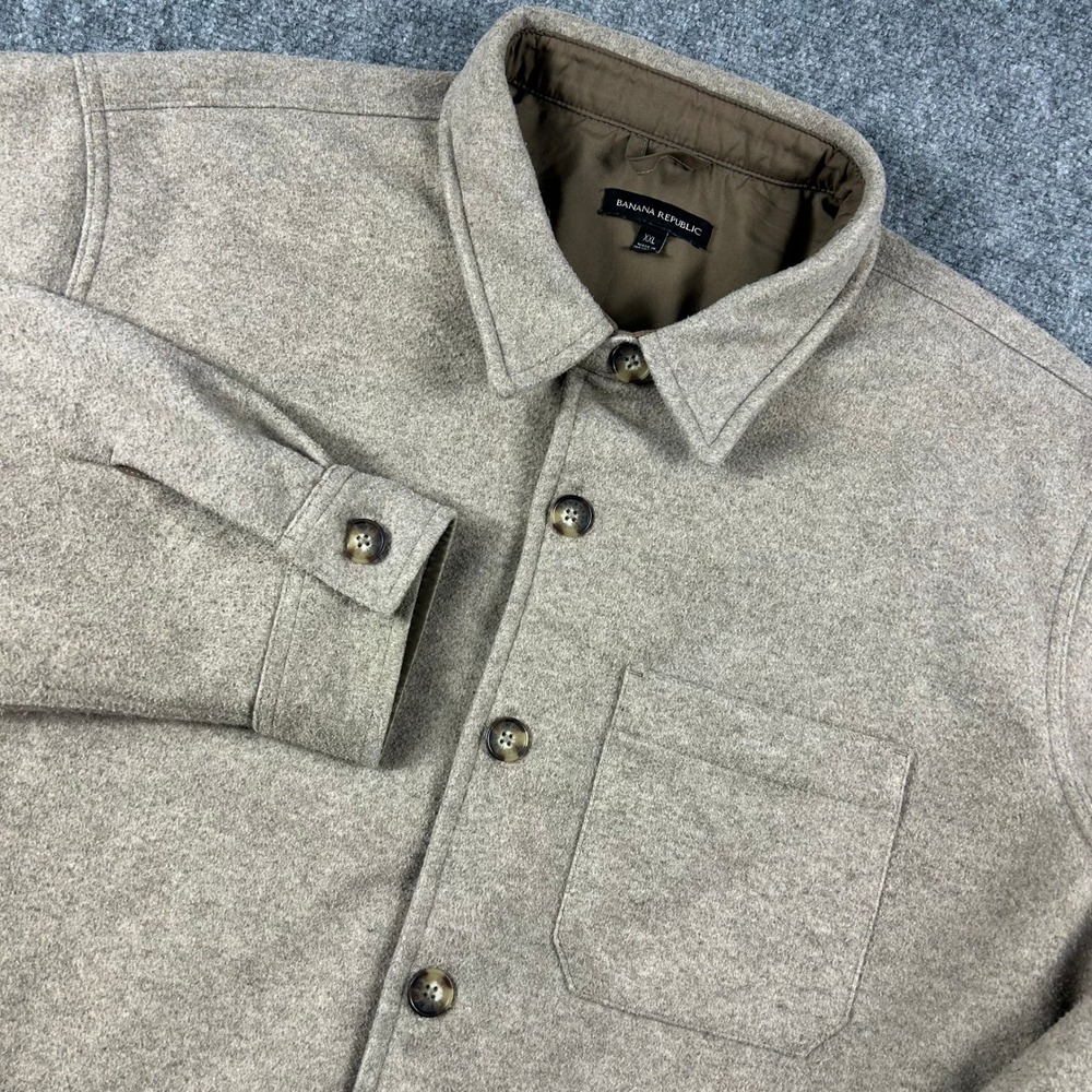Banana Republic Shirt Jacket Mens XXL Taupe Brown Lined Heavy Overshirt Shacket